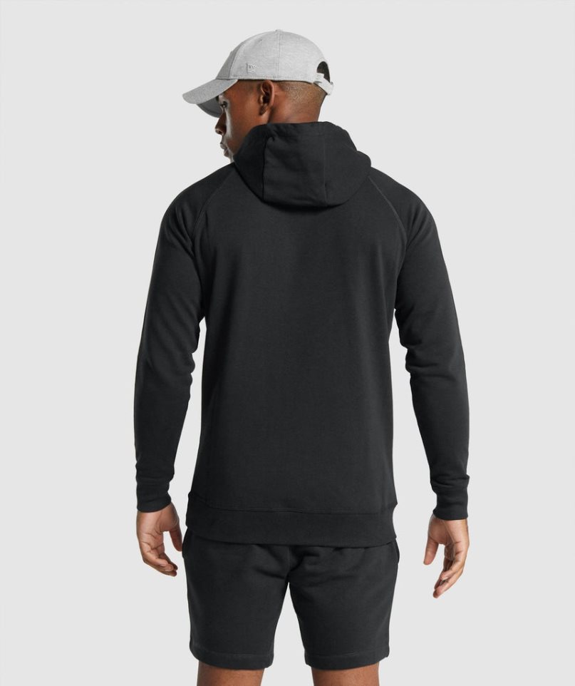 Men's Gymshark Crest Hoodie Black | NZ 1NHTYC